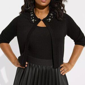 Torrid Fitted Embellished Collar Sweater Shrug NWT